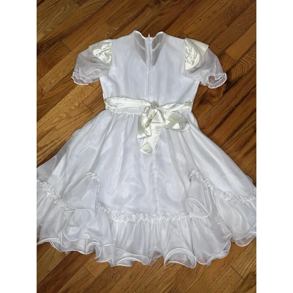 Vintage‎ White Flounce Poof Kids Dress - Size 8 - By Sugar Plum